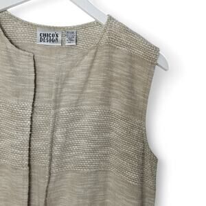 CHICO'S DESIGN Size 1 Natural Linen Blend Open Front Cardigan - Size M/8